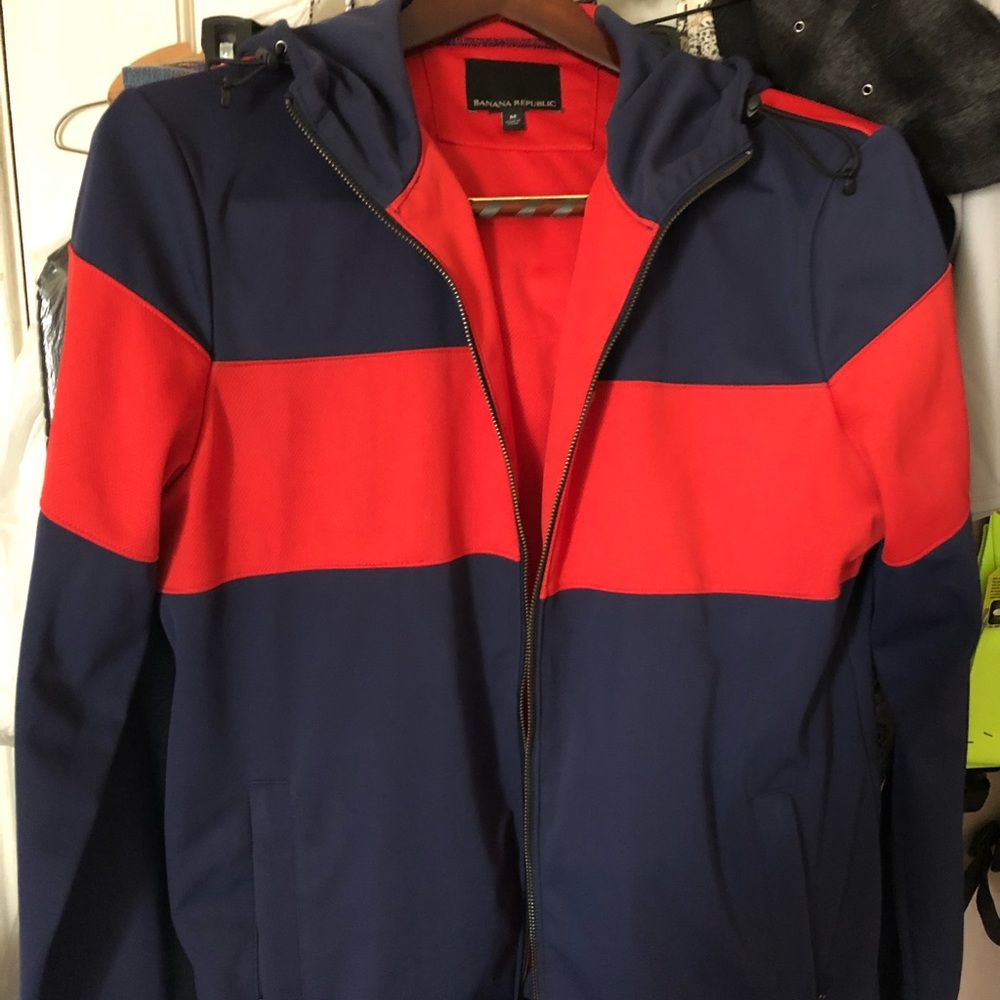 Banana Republic Men’s Jacket Shell/Track Style Casual Red/Blue Size Medium.